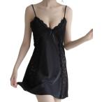 スリップ レース 黒 白 レディース 