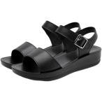 オフィスサンダル レディース 黒 厚底 クッション ストラップ 静音 仕事用サンダル(ブラック,  24.0 cm)