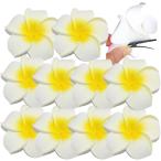 ヘアピン ヘアクリップ 花 プルメリア 髪飾り ヘアアクセサリー 10個セット(ホワイト)