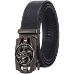 ショッピング変身ベルト 大人の変身ベルト メンズ バックル 回転 本革 ビジネスシーン 遊び心 穴なし 120(ブラックA)