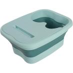 フットバス 足湯器 桶 バケツ リラックス 足つぼ 折り畳み 蓋付き コンパクト (グリーン)