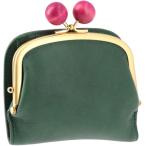 ショッピングがま口 がま口 二つ折り財布 本革 日本製 レディース 木玉 がま口財布 本革財布 コンパクト (グリーン)
