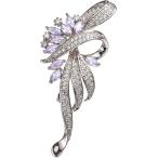 ブローチ コサージュ クリスタル フォーマル おしゃれ 結婚式 スーツ リボン ビジュー (パープル,  標準)