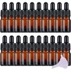 アロマオイル 遮光瓶 スポイト付き ガラス製 アロマボトル 精油瓶 保存 漏斗付き (ブラウン,  5ml x 20個)