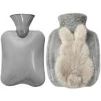 湯たんぽ うさぎ お湯 ゆたんぽ 冷え対策 防寒グッズ エコ 省エネ カバー付き (グレー)