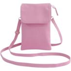 スマホポーチ ショルダーバッグ スマホポシェット サブバッグ 財布 ショルダーポーチ レディース 長さ調節 斜め掛け (ピンクエンボス)