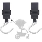ベビーカーフック バギーフック マルチフック トラベルフック 荷物フック テープ PUレザー アルミ製 耐荷約15kg(「ブラック」)