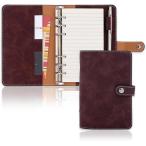 システム手帳 バイブルサイズ フェイクレザー 6穴リング ４種類 リフィル付属 ポケット OF391(ダークブラウン,  バイブル)