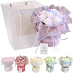 フラワーデザイナー推奨 ソープフラワー 花束 ギフト 誕生日 母の日 退職 敬老の日 プレゼント 紙袋付き(バラ：フローライト,  中)