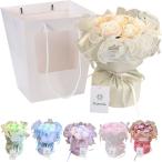 フラワーデザイナー推奨 ソープフラワー 花束 ギフト 誕生日 母の日 退職 敬老の日 プレゼント 紙袋付き(バラ：シトリン,  中)