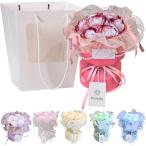 フラワーデザイナー推奨 ソープフラワー 花束 ギフト 誕生日 母の日 退職 記念日 敬老の日 プレゼント(バラ：ガーネット,  中)