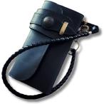 ショッピングASIAN バイカーズウォレット 長財布 本革 ウォレットチェーン セット ウォレットロープ ライダースウォレット レザーウォレット (ブラック)