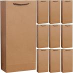 ワインバッグ 10枚入り 紙袋 ワイン用 プレゼント 手提げ袋 クリスマス プレゼント用紙袋 黒 赤 茶 可愛い (ブラウン,  ダブル)