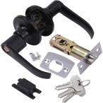 アウプル ドアノブ レバーハンドル ドアレバー 浴室 トイレ用 玄関 住宅室内用レバーハンドル 交換 鍵付き (ブラック(鍵あり))