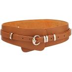 ラクエスト サッシュベルト 2way ウエストマーク フェイクレザー 大きめ 幅広 太め 巻き レディース(キャメル,  97)