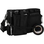 多機能 2WAYエプロンバッグ ナースポーチ ウエストバッグ ウエストポーチ マチあり 横長タイプ(横長タイプSサイズ,  ブラック)