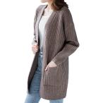 ショッピングロングカーディガン カーディガン ロング丈 ニット アウター 長袖 ロングカーディガン ニットカーディガン 羽織 レディース(ブラウン,  L)