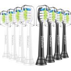 【互換品】2023進化モデル などと互換性あり 電動歯ブラシ 替えブラシ フィリップス ソニッケアー philips 8本入り MDM(白＆黒)