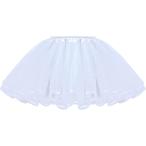 パニエ 36cm 3層 裏地付き ウエストゴム ワイヤーなし アンダースカート ボリューム アップ(ホワイト,  Free Size)