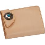 ショッピングターコイズ 牛革 財布 メンズ 二つ折り ミドル レザー 本革 ウォレット バイカーズ ヌメ革 生成り ターコイズ 人気(ベージュ)