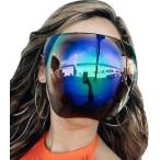 サングラス 大きめ フルフェイス レディース 本気で焼きたくない人へ 日焼け防止 フェイスシールド(メタリック(ブルー))