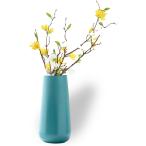 花瓶 陶器 高さ20cm おしゃれ フラワーベース(水色, Basic)