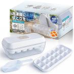 製氷皿 ワンプッシュ 製氷機 スリム設計 引き出し式冷凍庫にも収納しやすい 氷が簡単に取れる (白,  18.2x7.8x9.9cm)