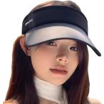 サンバイザー キャップ レディース 帽子 日焼け 防止 日よけ 紫外線 UV対策 つば広 可愛い (ブラック,  Free Size)