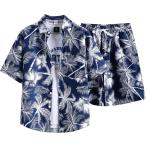 a spec rusio cocos nucifera. дерево рисунок верх и низ в комплекте resort рубашка с коротким рукавом шорты вентиляция удобный легкий Street ( тропический темно-синий, M)