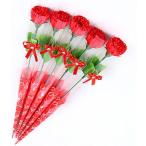 ソープフラワー 1輪 薔薇 造花 祝い バラ 花束 プレゼント ミニ ブーケ ギフト 卒業 送別 母の日 (赤カーネーション5本セット)