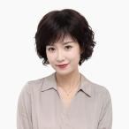 ウィッグ フルウィッグ パーマ カール ミセス レディース 中高年 白髪隠し 通気性 簡単装着 ウェーブ ショート (ダークブラウン)