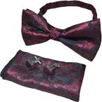  бабочка галстук pocket square запонки кнопка 3 позиций комплект peiz Lee рисунок bow Thai смокинг свадьба party ( темный красный )