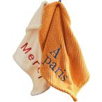 刺繍入りタオル 2枚セット 50x30cm マイクロファイバー 吸水 速乾 フック付き(ホワイト,  ワンサイズ)