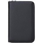 ショッピング通帳ケース 牛革 通帳ケース じゃばら式大容量 RFID スキミング防止 パスポート カードケース(ブラック)