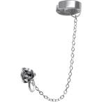 ショッピング薔薇 ローズ 薔薇フェイクピアス チェーンイヤリング イヤーカフ スタッド メンズ レディース ステンレス アクセサリー (シルバー,  小)