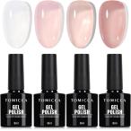  гель маникюрный лак гель комплект 4 цвет 8ml прозрачный обнаженный гель UV/LED соответствует (4 -цветный набор - половина прозрачный розовый )