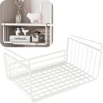 ショッピンググラグラ 戸棚下用吊り下げラック 小物収納 差し込み式 工具不要 サイズ調整 大容量 錆びにくい キッチン (クリームホワイト)