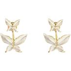 パールピアス レディース 人気 高見え 上品 プチプラ 両耳 ２つ入り 綺麗 プレゼント 女性 結婚式 MDM (バタフライピアス(1),  中)