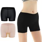 ショッピングペチパンツ レディース 2枚セット ペチパンツ 1分丈 インナー アンダー ショーツ スパッツ 薄手 学生 スカート(ブラックｘベージュ,  M)