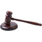 ガベル 裁判官 ハンマー 木製 オークションハンマー 木槌 小道具 競売 台座付き
