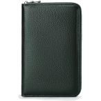 ショッピング通帳ケース 牛革 通帳ケース じゃばら式大容量 RFID スキミング防止 パスポート カードケース(ダークグリーン)