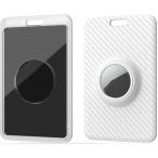 AirTag用 カードホルダー ケース ICカード対応 定期入れ カード型 airtag収納 紛失防止 パスケース (ホワイト)