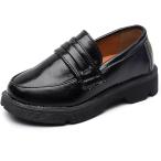  Kids формальная обувь Loafer надеть обувь ... ребенок обувь скольжение трудно толщина низ простой PU кожа легкий ( черный, 18.5 cm)