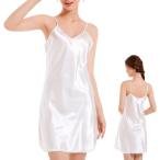 ハーフスリップ ベビードール ランジェリー レディース インナー なめらか キャミソール シンプル 下着 肌着 無地 (ホワイト,  M)