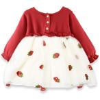  клубника вышивка . мягкий chu-ru baby One-piece chuchu платье ребенок одежда девочка длинный рукав Princess способ младенец ( клубника, 80)