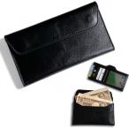 札束入れ 薄型 お札入れ ケース マグネットフラップ お札だけ入れる財布 メンズ レディース 本革 通帳入れ 保管ケース (ブラック)