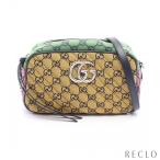 グッチ GUCCI GGマーモント GGキャンバス キルティング チェーンショルダーバッグ キャンバス レザー イエロー ネイビー マルチカラー 447632 レディース 中古