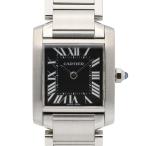 爆買 カルティエ CARTIER タンクフランセーズ SM 腕時計 時計 ステンレススチール ブラック系 W51026Q3 【中古】