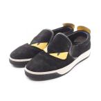 フェンディ FENDI モンスター バグズ アイ スリッポン 靴 スウェード ブラック系 7E0904 【中古】