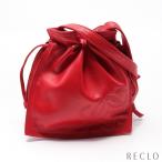 ロエベ LOEWE アナグラム ショルダーバッグ レザー レッド 巾着 レディース 中古